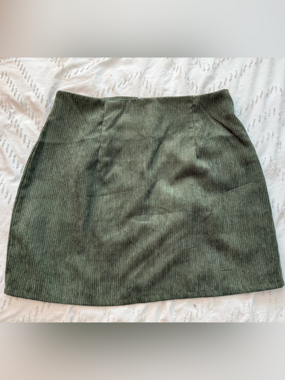 Olive Green Ribbed Knit Mini Skirt